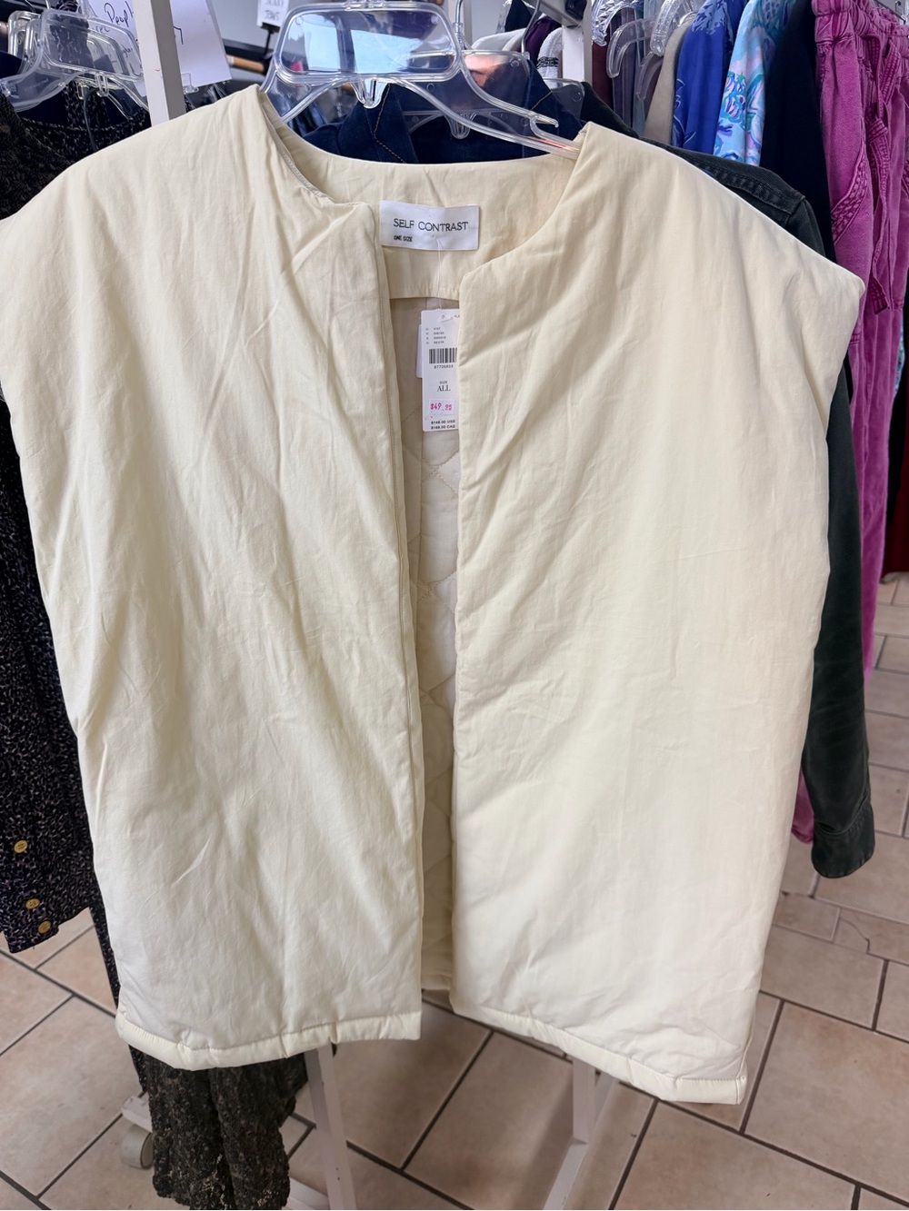 Anthropologie Cream Padded Open-Front Women's jacket